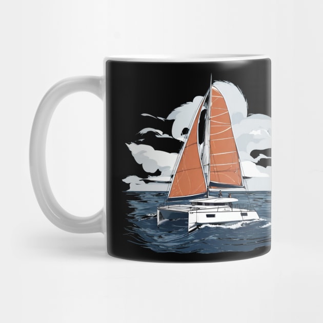 Men's Catamaran Sailing Vintage Sketch by CP6Design